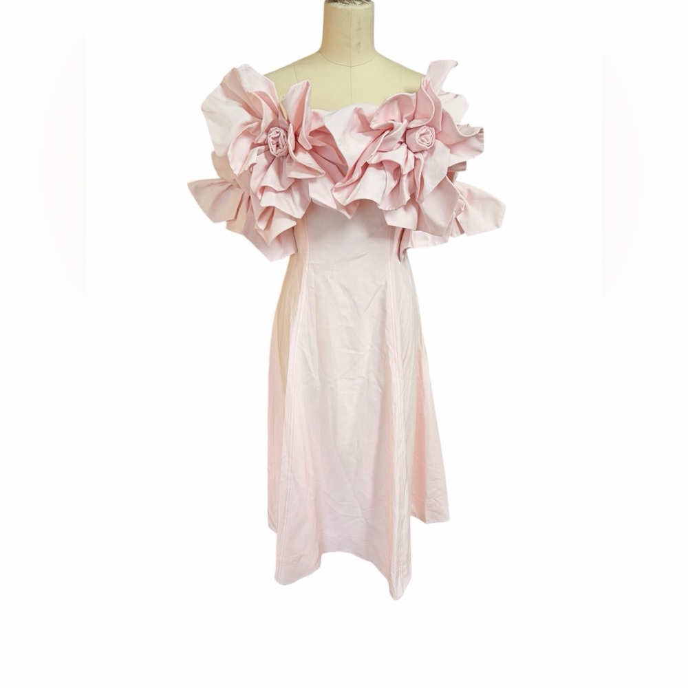 Aje Etta Pink Linen Midi Dress‎ size 2 - Picture 3 of 8